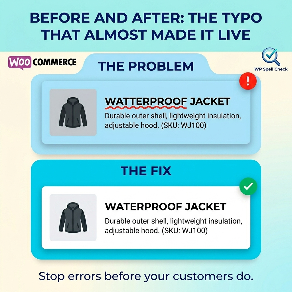 How to spell check woocommerce -integration version 11.3